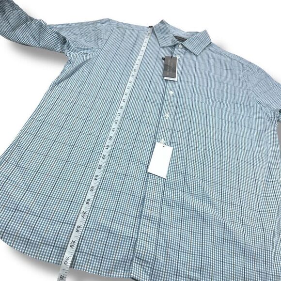 NWT Bloomingdales Button Down Shirt Mens Size Large L Slim Fit Stretch Blue - Picture 8 of 9